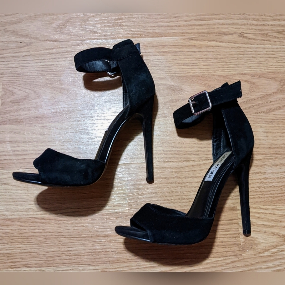 Steve Madden Black Stiletto Heels 6 Suede Mogull Y2K Party